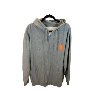 Mythical Gray Zip Up Hoodie Flame Logo Graphic XL Casual Streetwear Sweatshirt